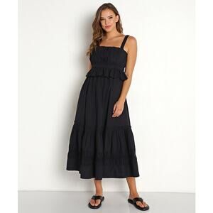 Cleobella Diana Organic Cotton Smocked Ruffle Tier Flowy Midi Dress